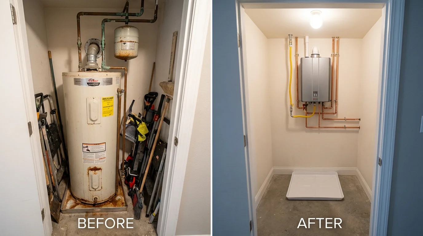 Tank water heater versus wall-mounted tankless unit comparison for Madison, OH homeowners